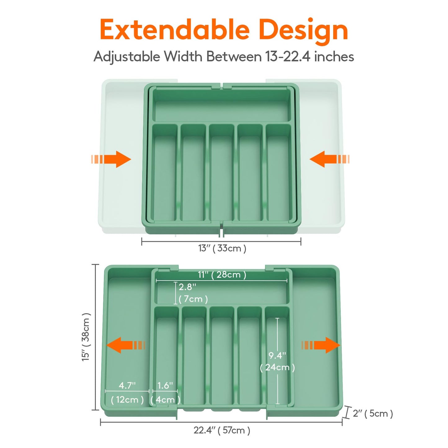 Lifewit Silverware Drawer Organizer, Expandable Utensil Tray for Kitchen, BPA Free Flatware and Cutlery Holder, Adjustable Plastic Storage for Spoons Forks Knives, Large, Black