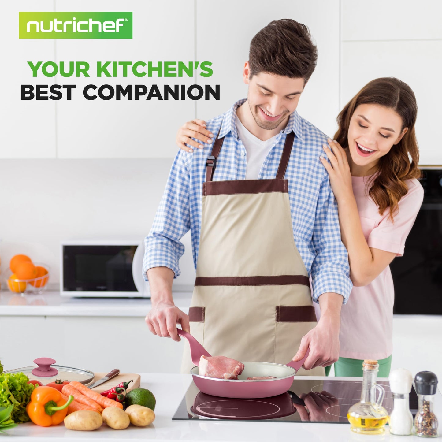 NutriChef 54 Piece Professional Grade Complete Home Kitchen Cookware Set, Ceramic Non-Stick Bakeware, Pots and Pans Kit, Safe for Induction Cooktops